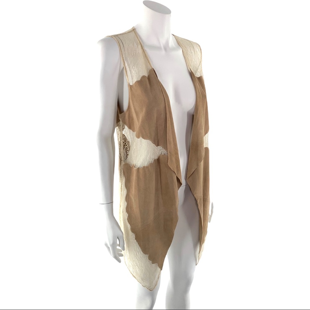 Haute Hippie Tan Suede Leather & Lace Vest